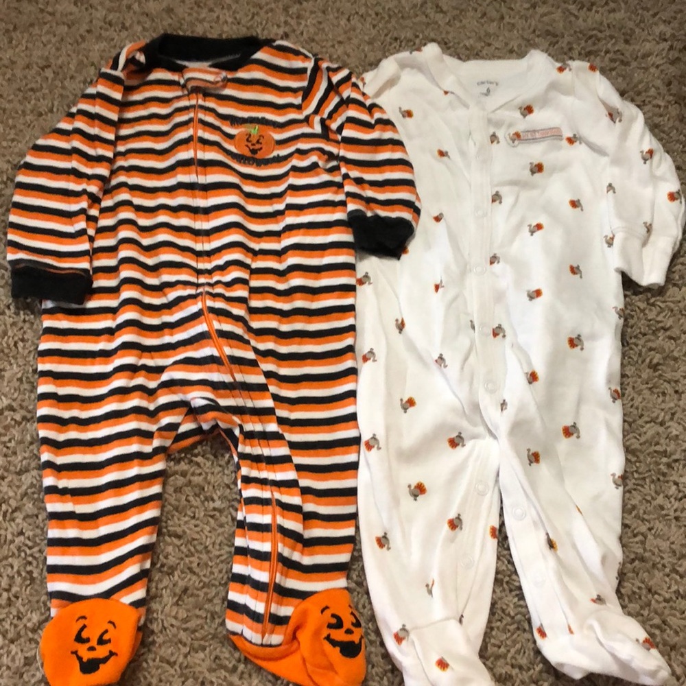 3-6 month footie sleepers, Halloween Thanksgiving